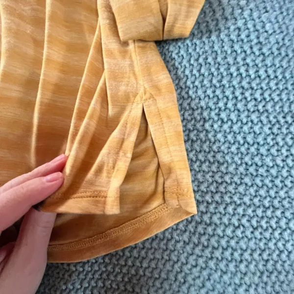 L.L. Bean Blouse Yellow Striped Long Sleeve XL 1/4 Button Soft Stretchy EUC - Image 4