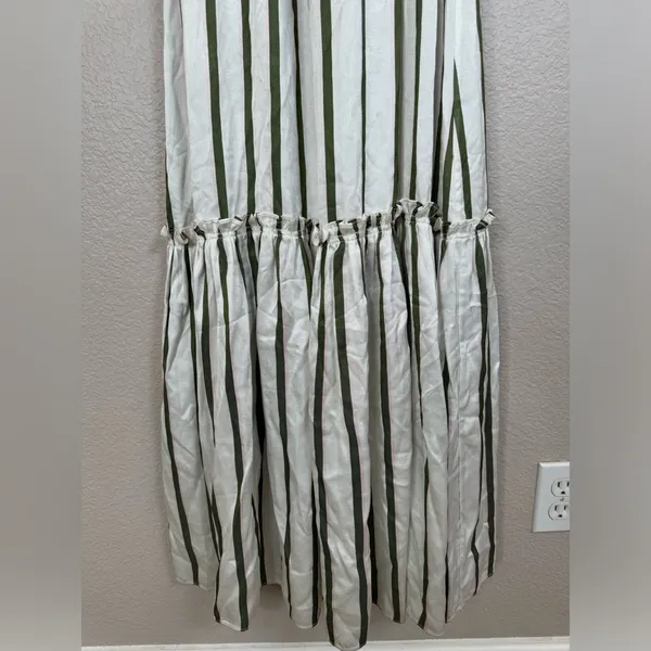 Astier New York Amal Striped Maxi Dress Pink Green XS Ruffle 100% Silk $595 - Image 8