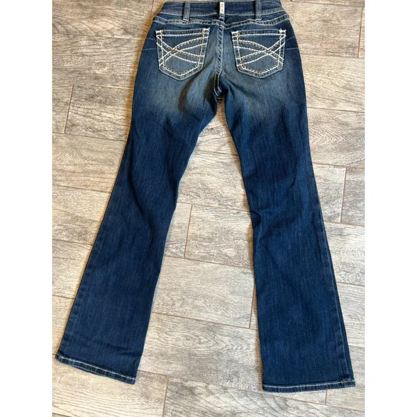 Real Ariat denim jeans Mid Rise Boot Entwined 28L 28 Long Bootcut Womens Cowgirl - Image 4