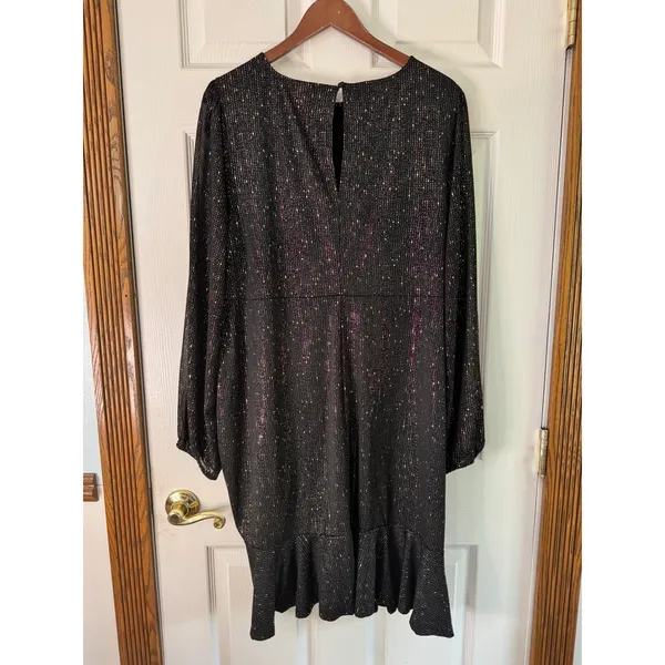 Torrid Party Dress Sparkle Ruched Long Sleeve Plus‎ Size 2 / 2X - Image 9