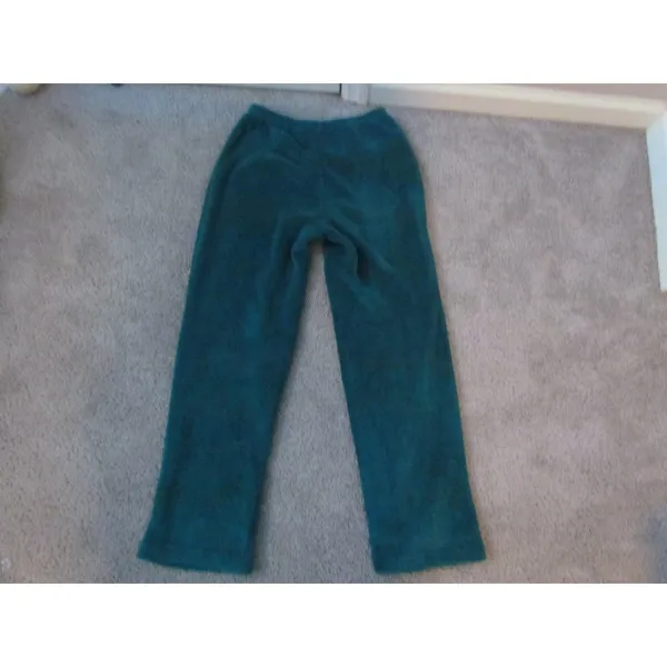 Vintage Fleece Lounge Pants Size S Teal Cozy Soft Pajama Bottoms J83113 - Image 2