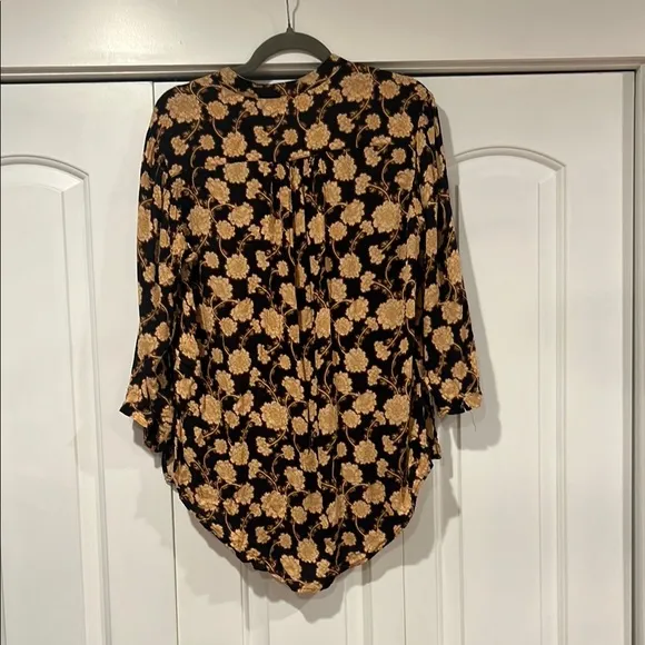 Free people Mia tunic Women's Black and Tan‎ Patterned Top small - Image 7