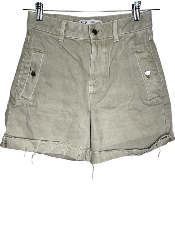 Zara‎ Ultra High-Rise Light Green Utility Denim Shorts - Image 2
