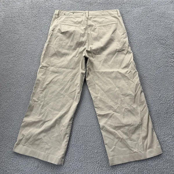 American Eagle Wide Leg Trouser Pants Khaki Stretch Retro Boho Women's 12 x 27 - Image 3