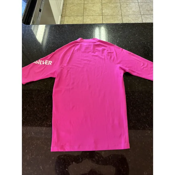 Quiksilver Women's Rashguard Sz Sm Hot Pink‎ Swim Shirt Compression Surfer Beach - Image 4