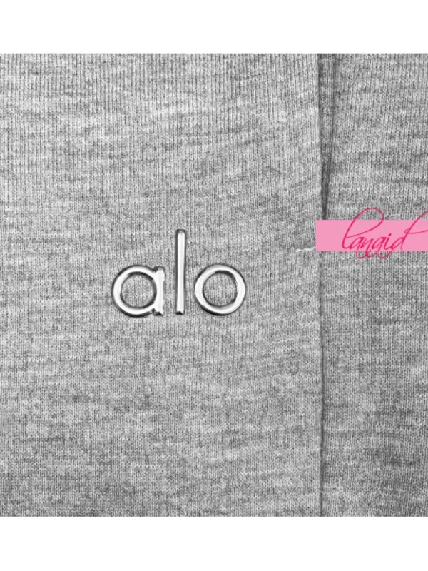 Alo Accolade Sweatpants Athletic Heathered Grey High-Rise Fleece Joggers Sweats - Image 11