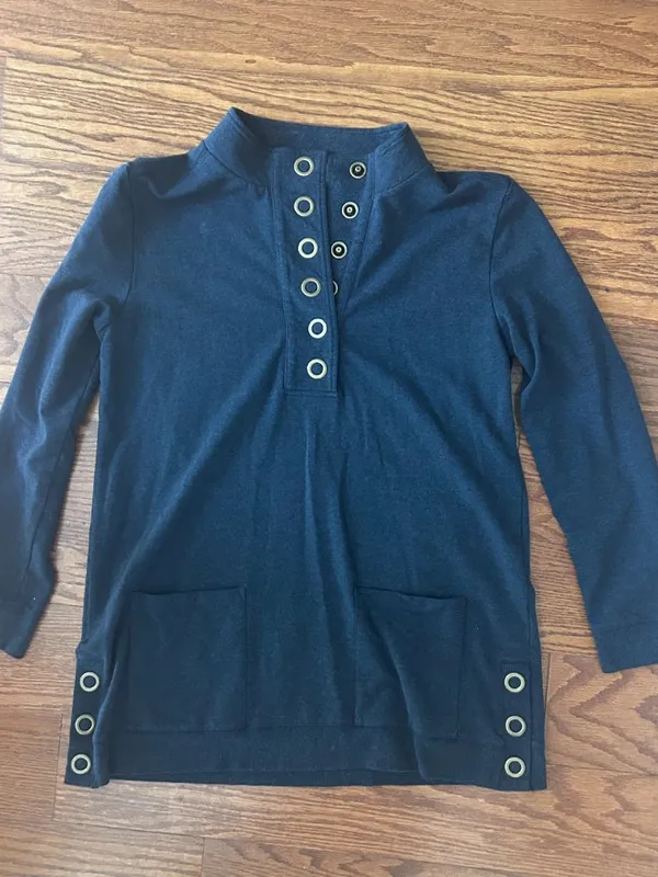 Soft Surroundings Lakshmi Tunic Pullover Navy Size Medium Athleisure Sweatshirt - Image 4