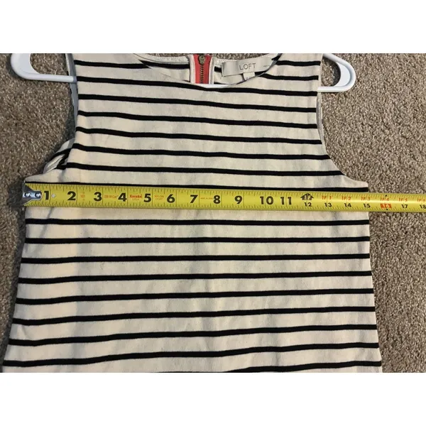 LOFT sleeveless tank top featuring classic black and ivory horizontal stripe SP - Image 7