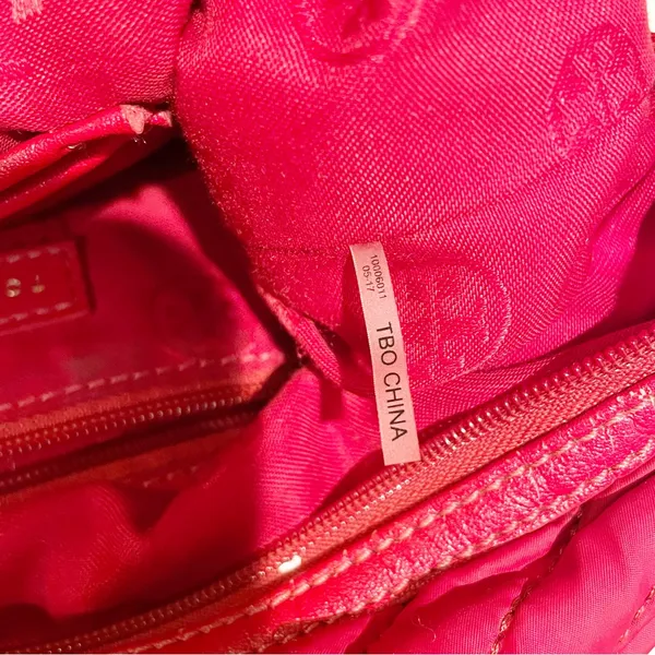 Tory Burch Red‎ Quilted Nylon Slouchy Satchel Shoulder Handbag Purse - Image 5