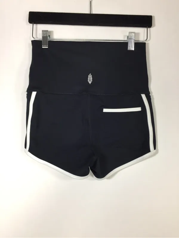Free People Sporty Black High-Rise Athletic Shorts with White Trim - Image 10