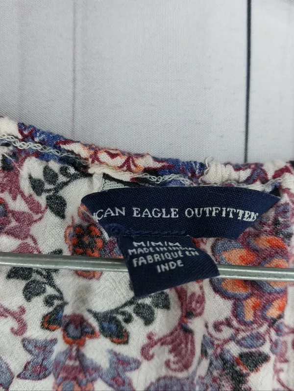 American Eagle Boho Floral Festival Hippie Peasant Concert Smocked Waist Romper - Image 3