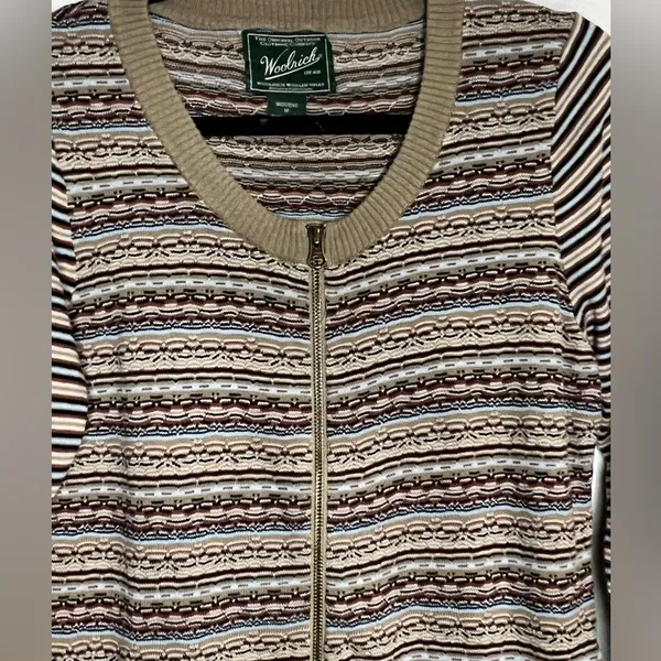 VTG - Woolrich women’s full zip colorful print sweater - Size Medium - Image 8