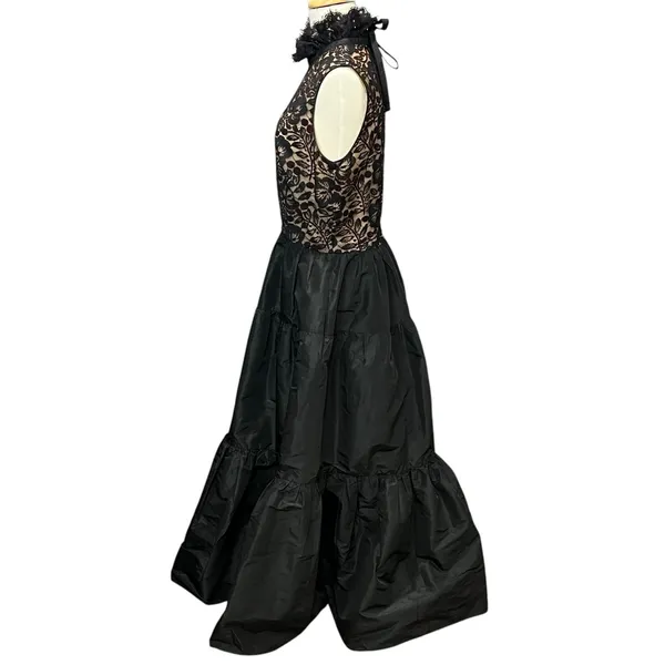 Vintage Lillie Rubin Evening Gown XS-S Black Lace Taffeta‎ Romantic Victorian - Image 6