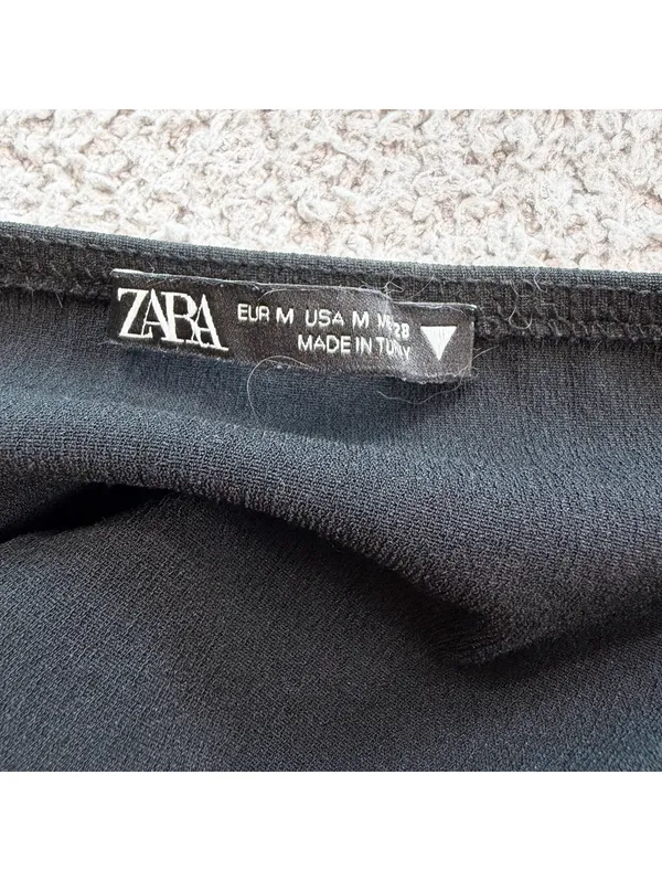 ZARA Black Pleated Strapless Sweetheart Bustier Crop Top Women’s M - Image 4