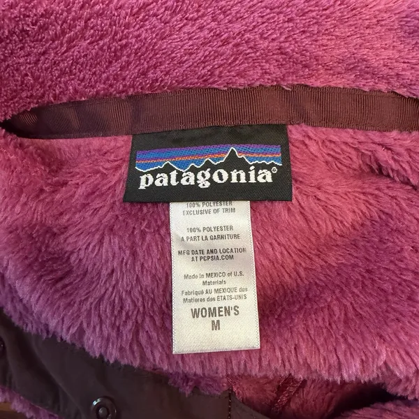 Patagonia Medium Magenta Purple Snap 1/4 Fleece Pullover Pockets‎ Outdoors Hike - Image 9