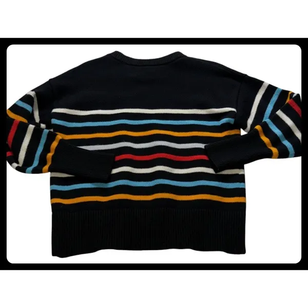 Philosophy Republic Clothing Sweater Women L Black Multi Stripe Knit Pullover - Image 7