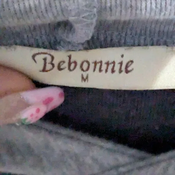 Bebonnie Two-Tone Button Detail Hoodie, Medium - Image 3