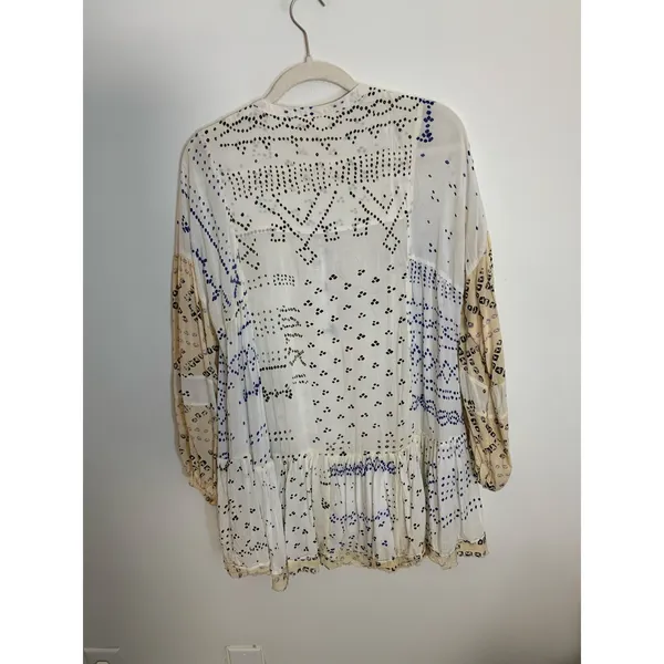 Free People Shibori Ivory‎ Print Long Sleeve Button-Up Tunic - Image 5