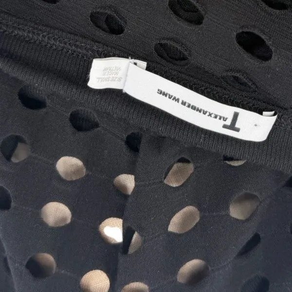 T by Alexander Wang Perforated Cutout Short Sleeve Crew Neck Top Black Size S - Image 8