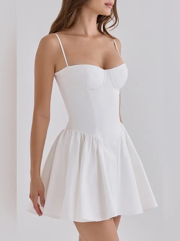 NEW HOUSE OF CB Samaria Corset Fit & Flare white Mini Dress sz S - Image 3