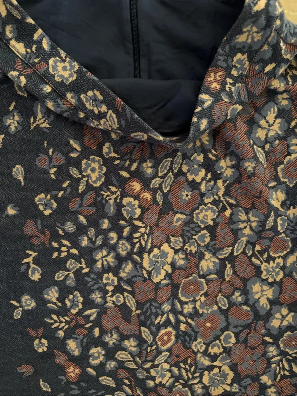 Maeve Navy Floral Jacquard Pencil Skirt - Image 4