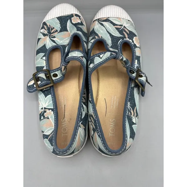 TOMS Womens Floral Canvas Mary Jane Shoes‎ With Buckle Strap 8.5 - Image 4