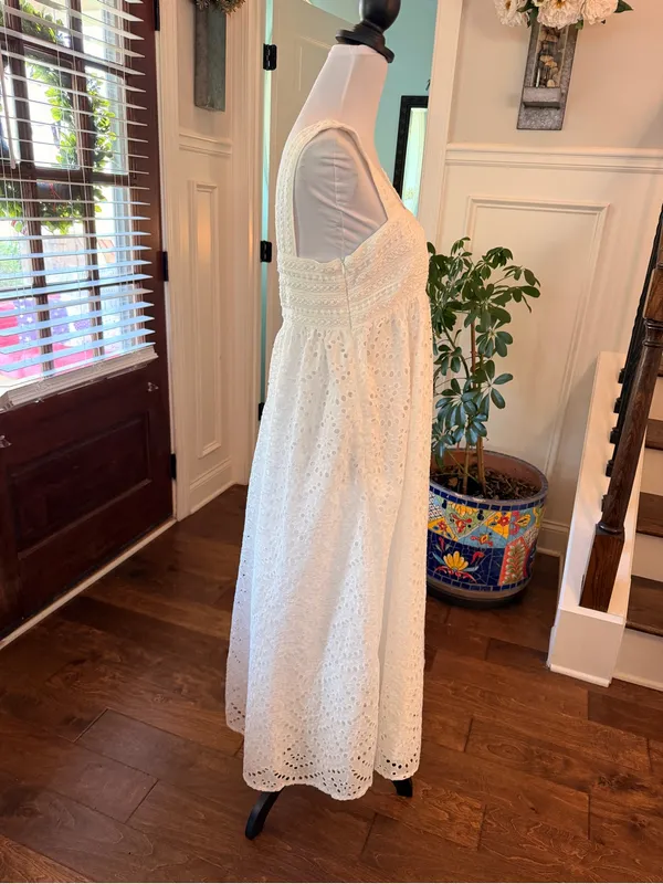 English Factory EUC Broderie Anglaise White Eyelet Maxi Dress - Image 4