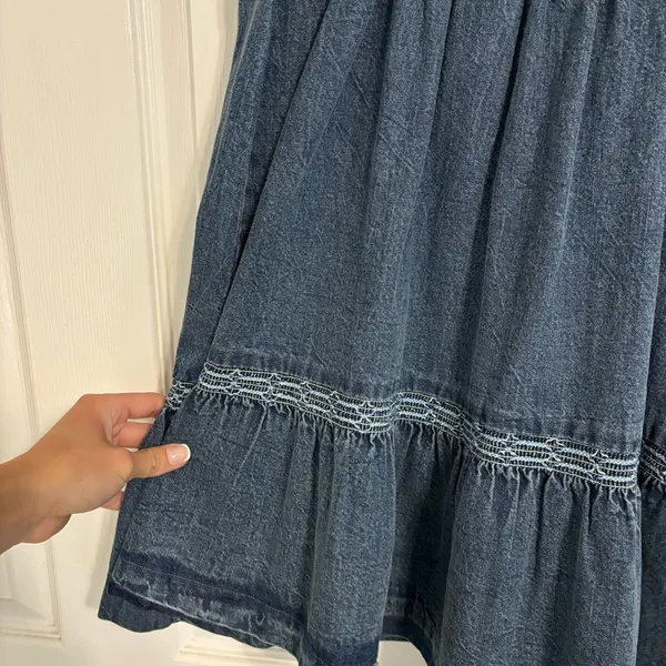 Free People Easy to Love Denim Mini Dress - Image 6