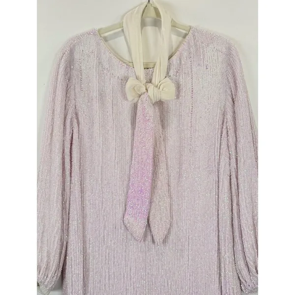 Retrofete Womens Dress Pink Grace Sequin Allover Mini Velvet Tie Belt Party XS - Image 10