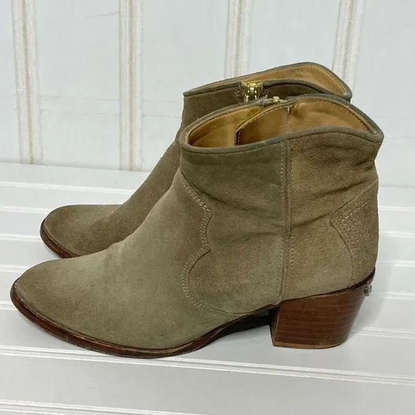 Zadig & Voltaire Molly Khaki Suede Wing Ankle Boots Spain 36 Western Block Heel - Image 9