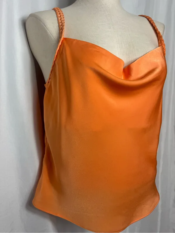 Milk & Honey party festival Braided Strap Orange Cowl Neck Tank Top M NWT - Image 3