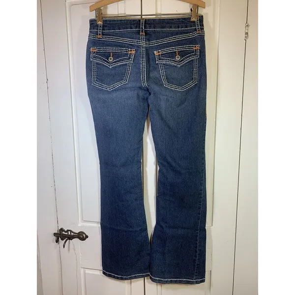 Bongo Jeans Size 7 Women's Boot Cut‎ Embroidered Blue Denim Y2K Festival Western - Image 3