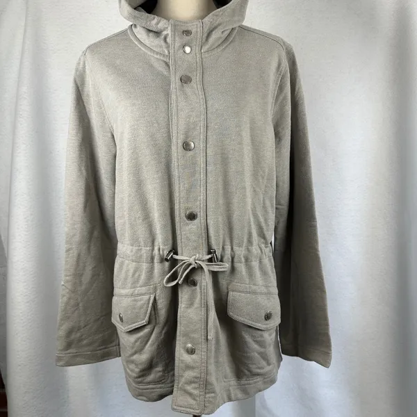 Lauren Ralph Lauren Women XL Hooded Anorak Jacket Gray Drawstring Waist‎ Utility - Image 2