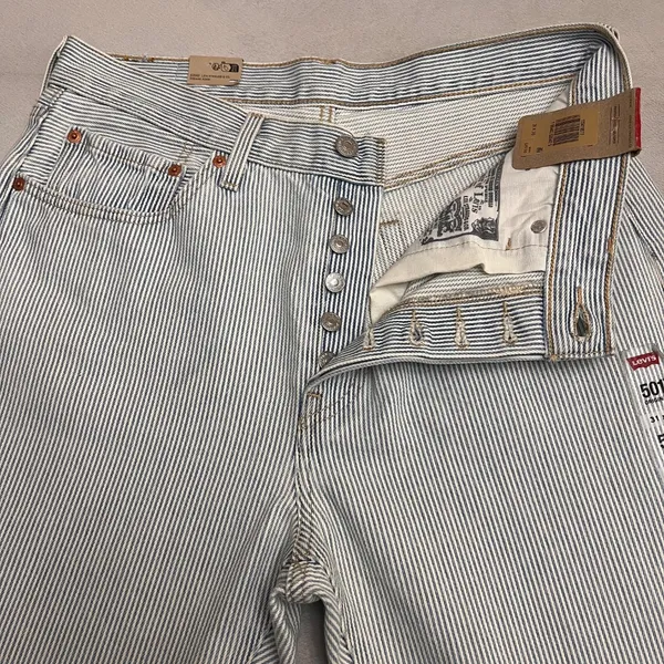 Levi's 501 Original Fit Women Size 31X30 Striped Denim Button Fly Straight Leg - Image 15