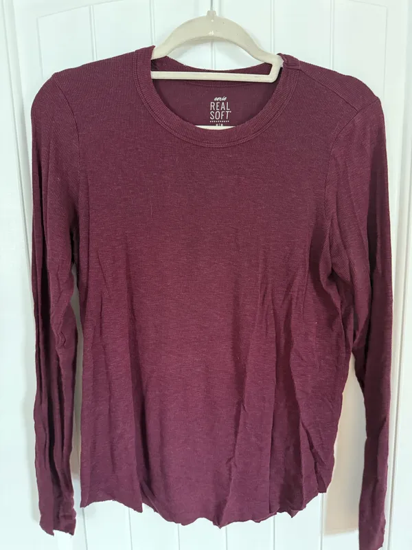 Aerie Real Soft Maroon Long Sleeve Tee - Image 2