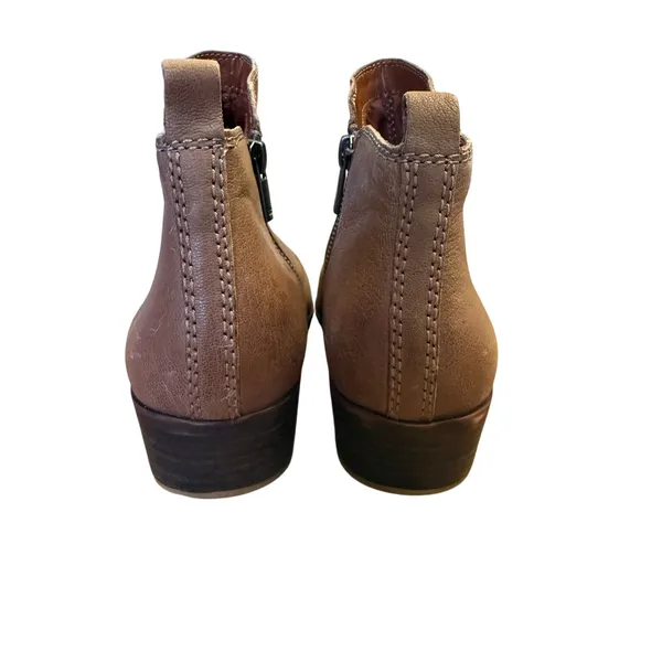 Lucky Brand Basel Ankle Bootie Women’s 9.5 Brown Leather Heeled Boot Double Zip - Image 5