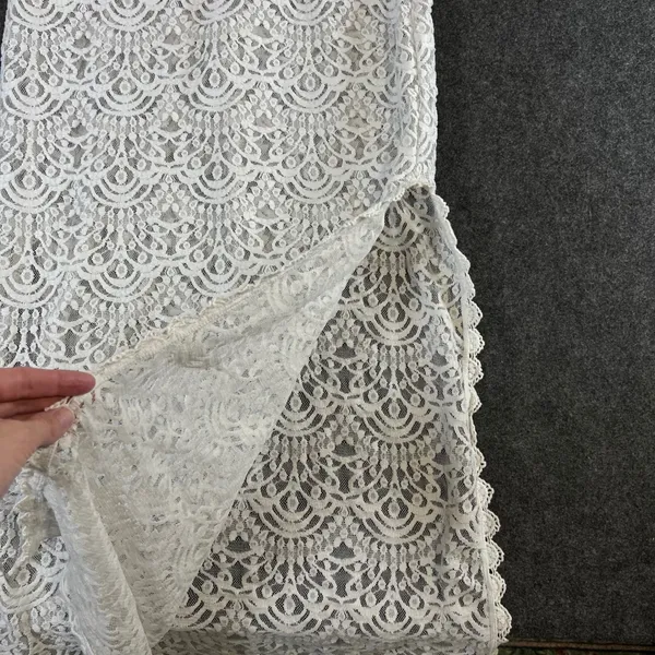 H&M Divided White Lace Maxi Dress Long Sleeve Open Back Side Slit Size 8 - Image 8