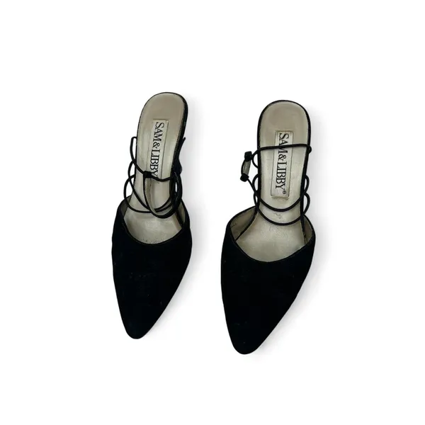 VINTAGE Sam & Libby 90's 1990's 6 Velvet Pump High Heel Kitten Womens Strappy - Image 6