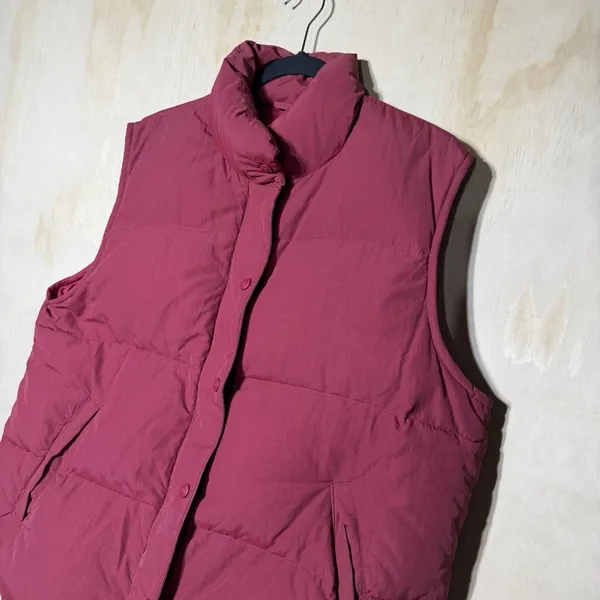 Eddie Bauer‎ Goose Down Puffer Vest Womens Large Red Snap Zip Outdoor Winter - Image 2