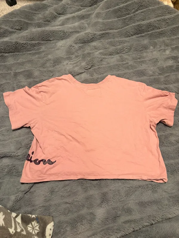 Champion Pink Crop Tee Logo Graphic Short Sleeve Size Medium - Image 4