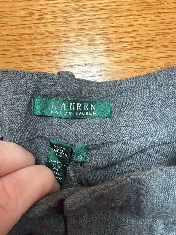 🙂Ralph Lauren Men's Charcoal Gray Wide-Leg Dress Pants - Image 2