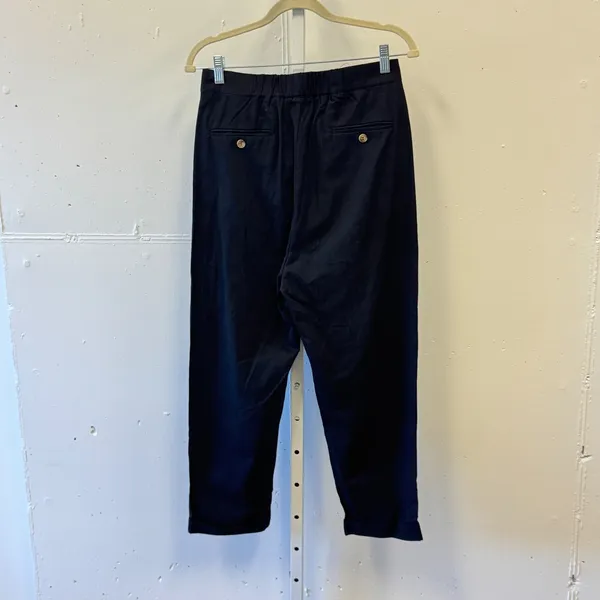 MABLE Black‎ Pleated High Waist Crossover Tapered Cropped Pants MP6040 Small - Image 2