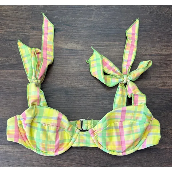 Dippin Daisy's Women's Pretty Plaid Underwire Tie‎ Strap Bikini Set Size Small - Image 4