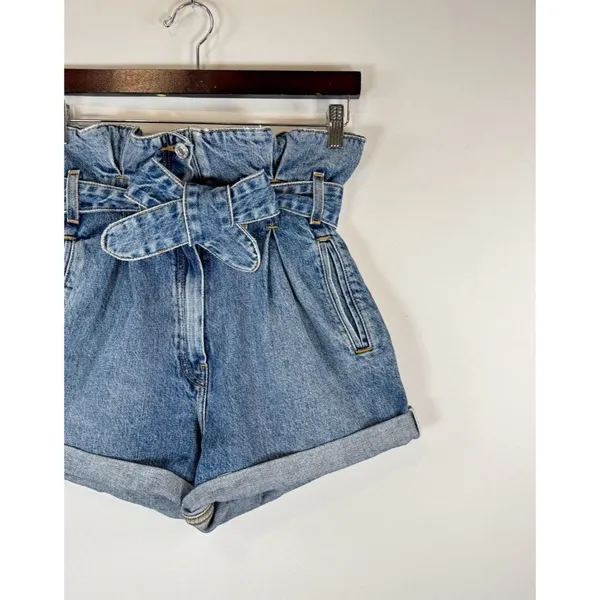 Re/Done Womens Shorts Blue The Attico Denim High Rise Paper Bag Size 26 - Image 5