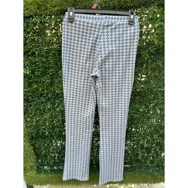 Full Tilt Womens Blue White Geometric Diamond Print‎ Flare Leggings Pants Small - Image 3