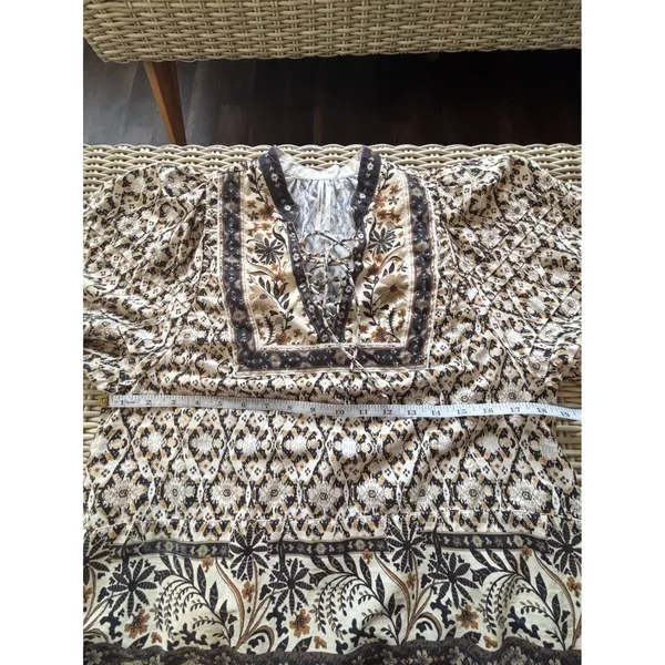 Anthropologie Pleated Puff Sleeve Blouse Small Boho cottage core croquette - Image 8