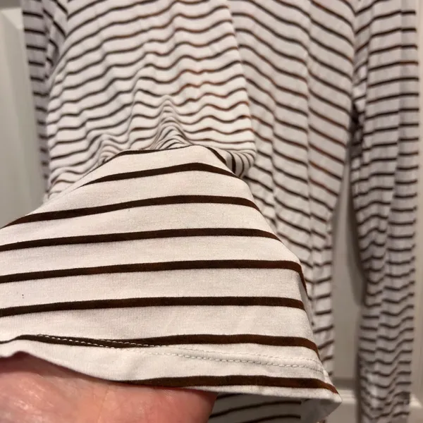 Healing‎ Hands Women White Brown Stripe Long Sleeve Top Shirt Size L Healthcare - Image 2