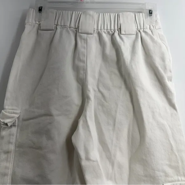 Aritzia TNA Cargo Pants XS Off White Wide Leg Utility Cotton Twill Style 97780 - Image 5