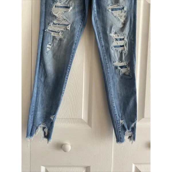 American Eagle Next Level Stretch Skinny Jeans Womens 8 Short Blue Distressed L8 - Image 4