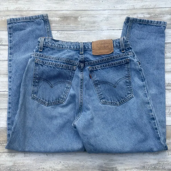 VTG Levi’s 951 Jeans Orange Tab 28x27 Relaxed Tapered Light Wash Mom‎ USA Made - Image 4